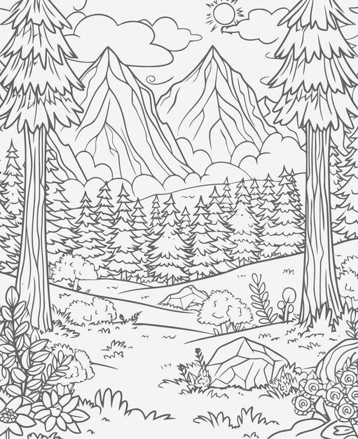 Vector illustration of a mountain view