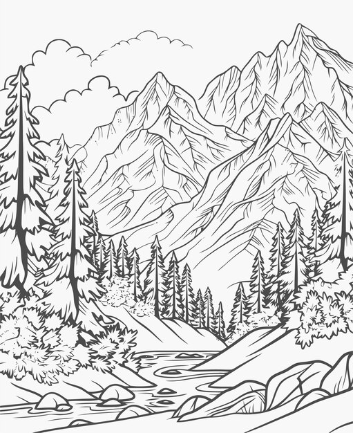 Vector illustration of a mountain view