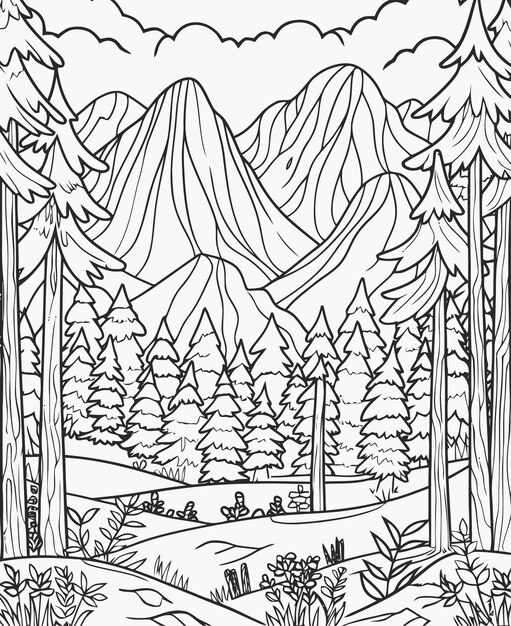 Vector illustration of a mountain view