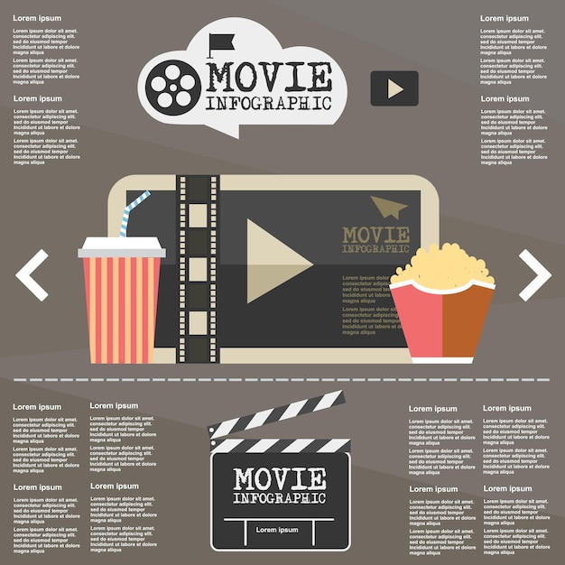 Vettore illustrazione film infografica su design piatto