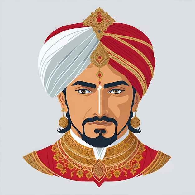 Vector illustration of mughal price head or face vector