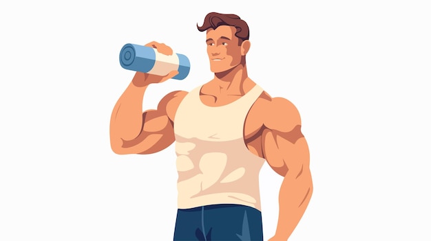 an illustration of a muscular man with a dumbbell