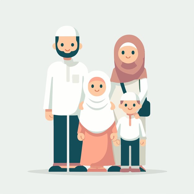 Vector illustration of a muslim family in a flat design style