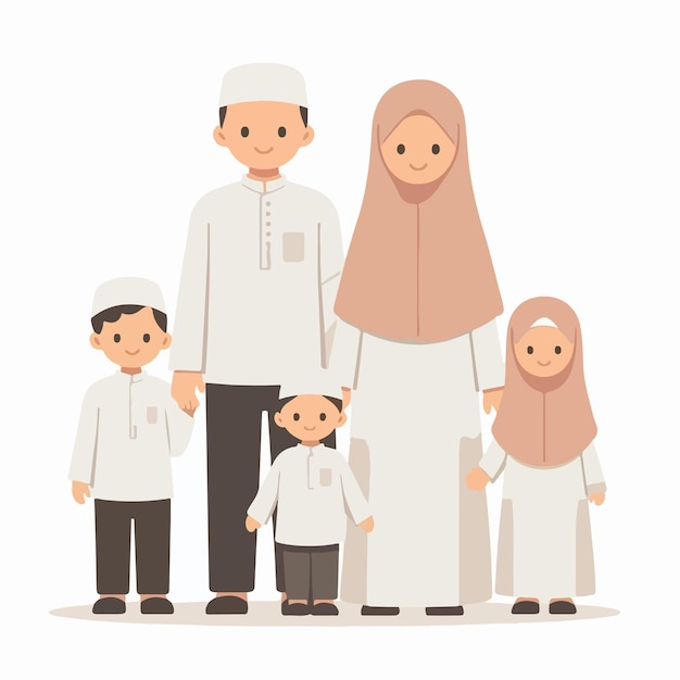 Vector illustration of a muslim family in a flat design style