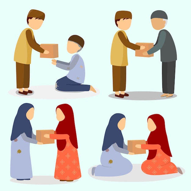 illustration of muslim giving donation