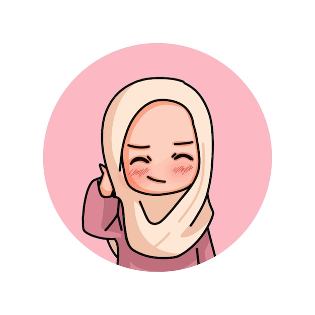 Vector illustration of a muslim kid girl wearing hijab vector illustration