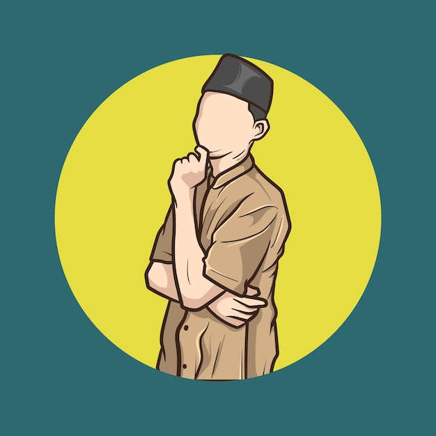 illustration of a Muslim male vector with his distinctive clothing