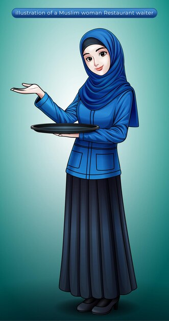 illustration of a Muslim woman character from a restaurant for post design