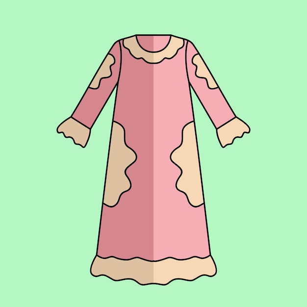 Illustration of a Muslim woman's dress in pastel colors