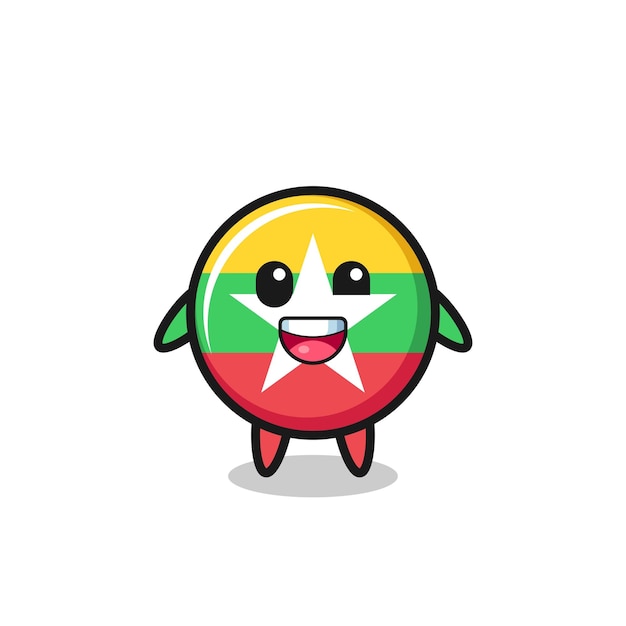 Illustration of an myanmar flag character with awkward poses