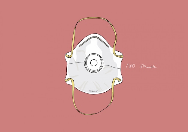 Vettore illustrazione della maschera n95 / mascherina chirurgica / maschera facciale / mascherina medica