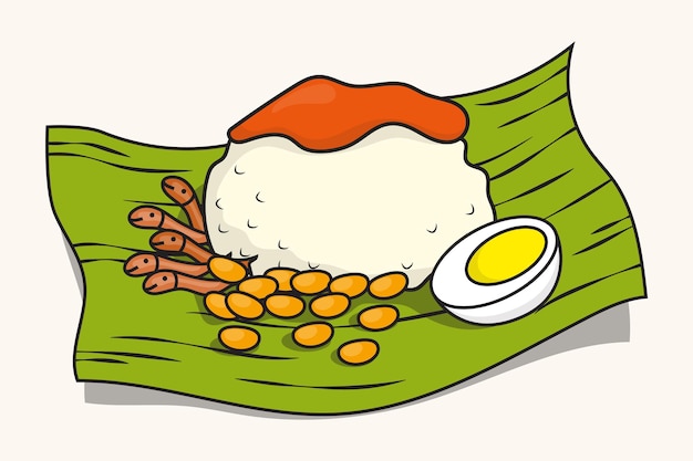 Vettore illustrazione di nasi lemak nel disegno vettoriale