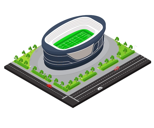 Illustrazione dell'icona dello stadio di calcio nazionale in stile isometrico