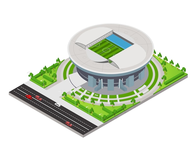 Illustrazione dell'icona dello stadio di calcio nazionale in stile isometrico