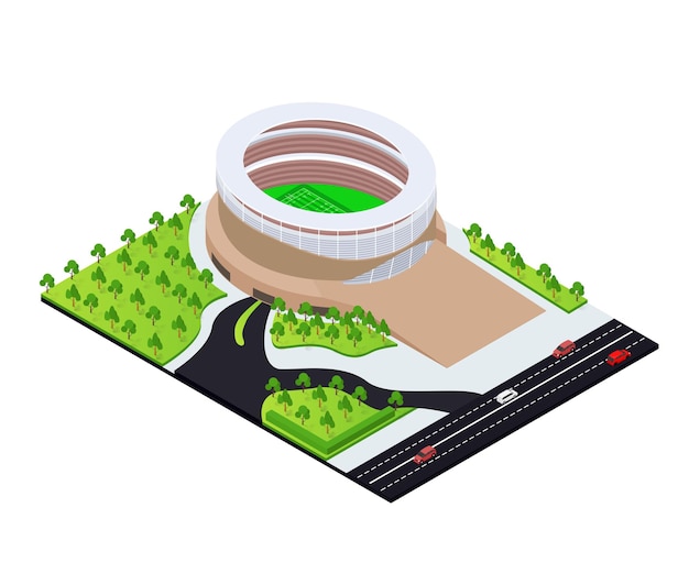 Illustrazione dell'icona dello stadio di calcio nazionale in stile isometrico