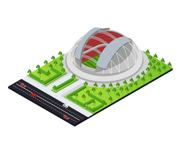 Illustrazione dell'icona dello stadio di calcio nazionale in stile isometrico