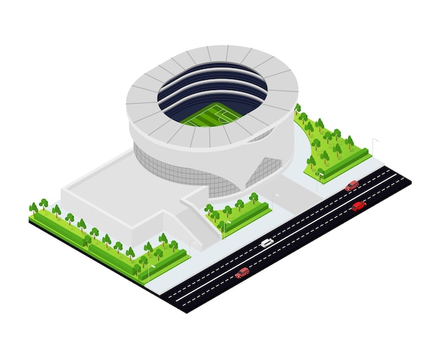 Illustrazione dell'icona dello stadio di calcio nazionale in stile isometrico