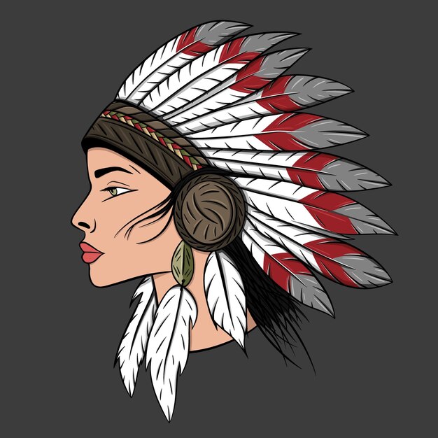 Vector illustration of native american girl