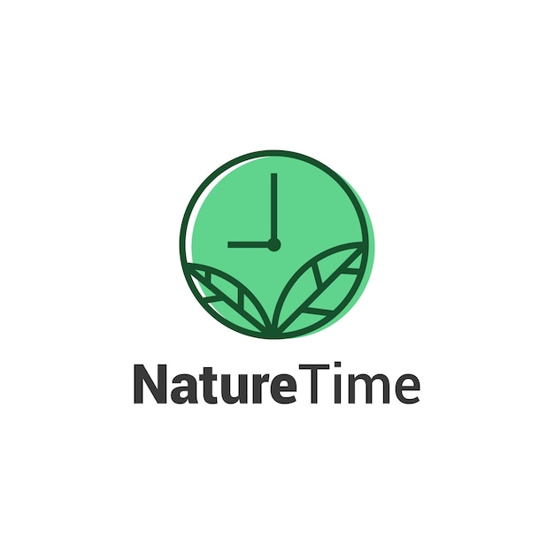 Premium Vector Illustration nature time leaf nature clock logo icon