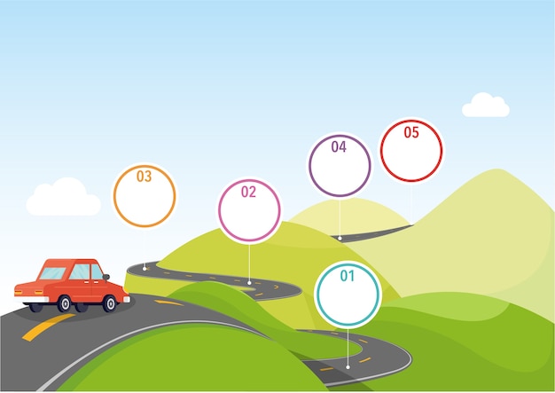 Illustration of navigation pin pointer in the mountain