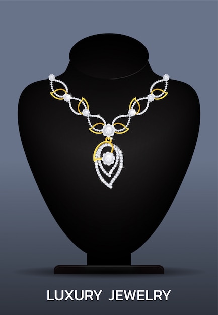 Vector illustration necklace of diamonds wedding