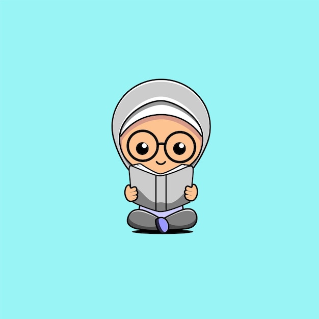 Illustration of a nerdy Muslim girl cartoon design