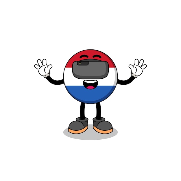 Illustration of netherlands flag with a vr headset