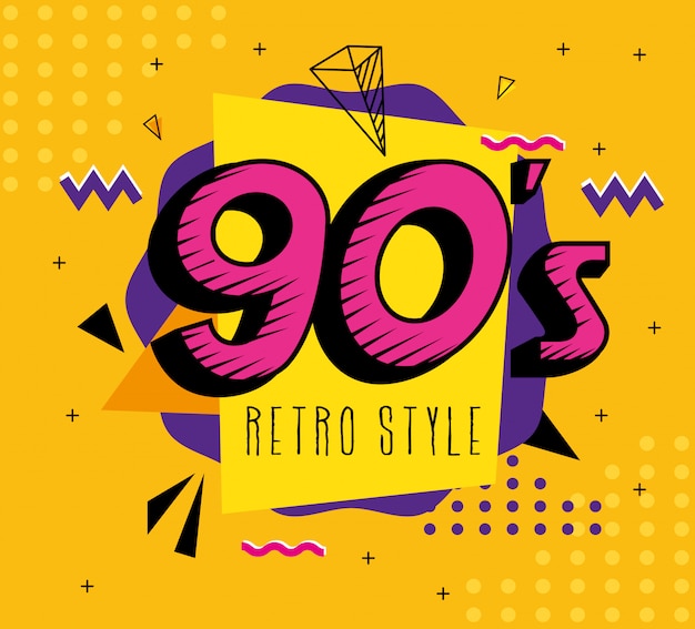 Vector illustration of nineties retro style pop art