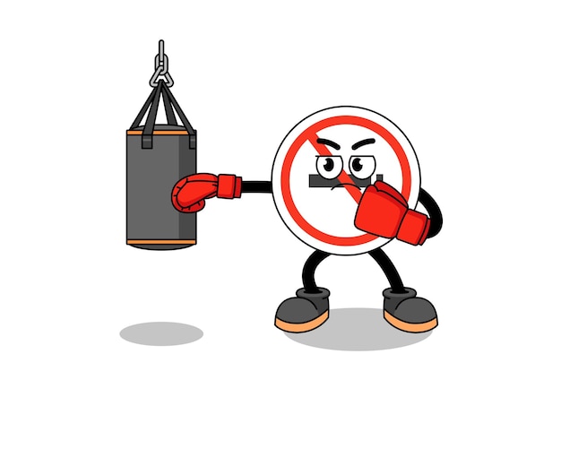 Illustration of no smoking sign boxer character design