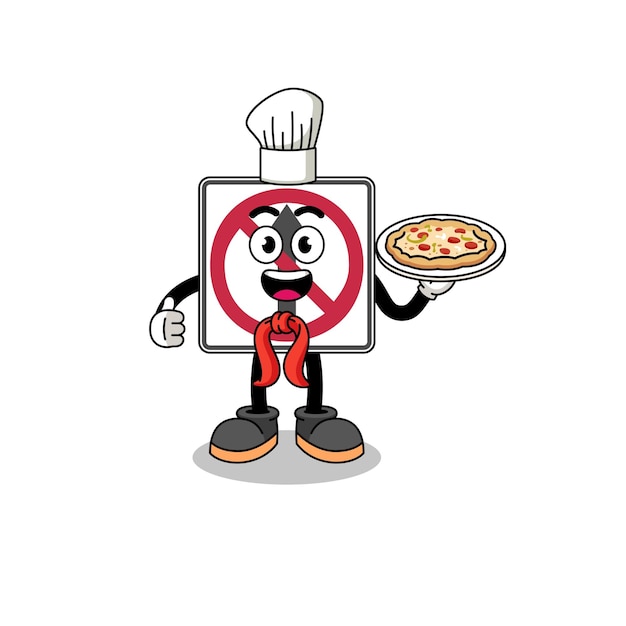 Illustration of no thru movement road sign as an italian chef