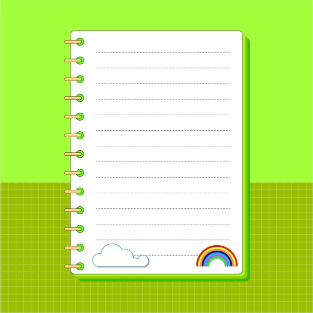 Vector illustration notebook with green color