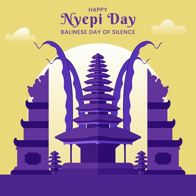 Illustrazione del nyepi day o giorno balinese del silenzio