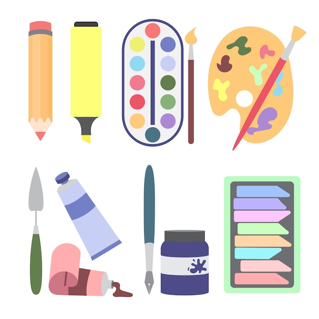 Vector illustration of objects for painting in pastel colors