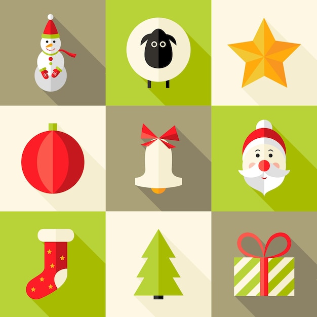 Иллюстрация 9 рождественские плоские иконки набор 8