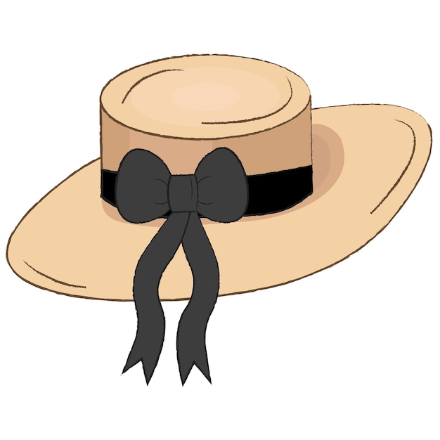 ベージュの女性の帽子のイラスト