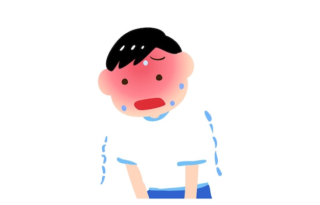 Иллюстрация мальчика, дрожащего от теплового удара
