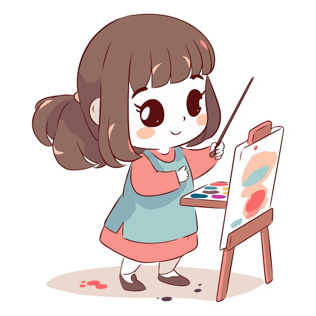 ベクトル 絵柄 の 上 に 描か れ て いる 可愛い 小さな 女の子 の 絵