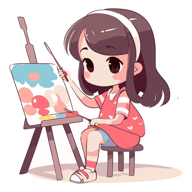 ベクトル 絵柄 の 上 に 描か れ て いる 可愛い 小さな 女の子 の 絵