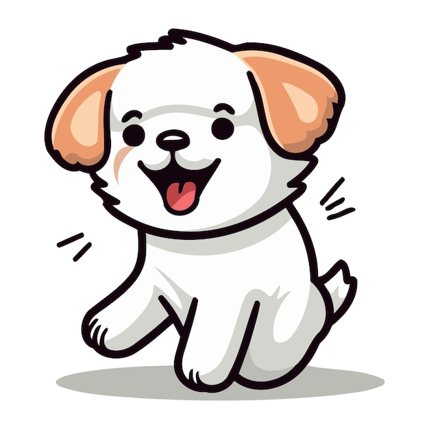 Вектор Иллюстрация милого щенка, бегущего и улыбающегося