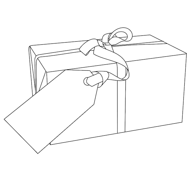 선물 레이블 또는 태그 Holiday Gifts Christmas가 있는 리본으로 포장된 선물 상자의 그림