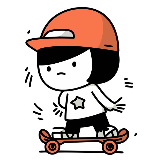 벡터 스케이트보드 를 타고 헬 을 착용 하는 소녀 의 일러스트레이션