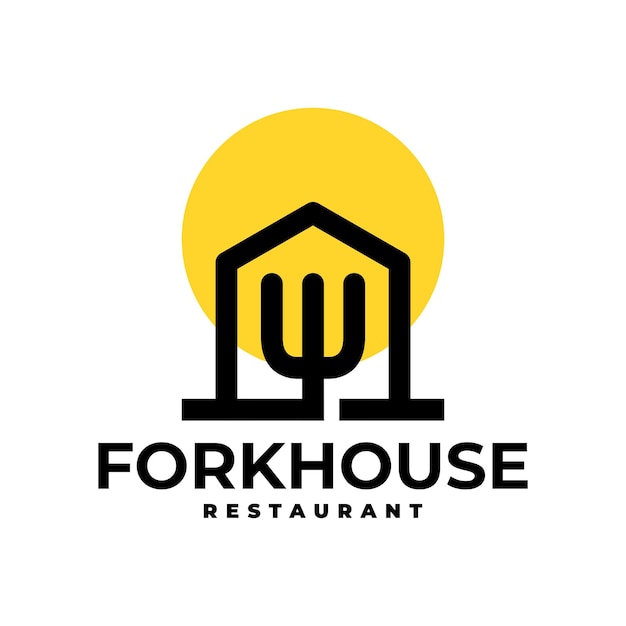 ベクトル 家とフォークのイラスト レストランのロゴや家や食料に関連するビジネスに適しています