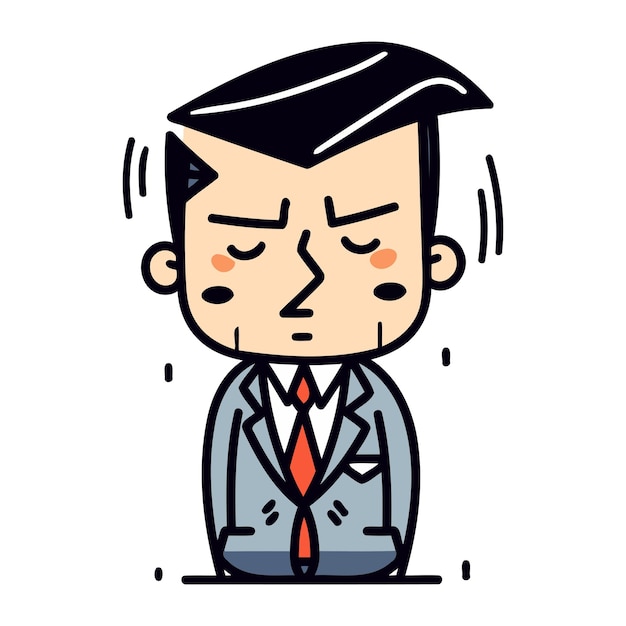 Иллюстрация человека в деловом костюме, страдающего от головной боли