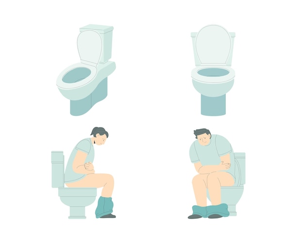 ベクトル トイレに座っている男のイラスト ベクトルイラスト