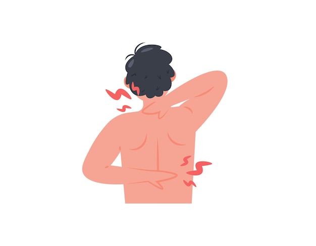 Вектор Иллюстрация человека, который чувствует боль от шеи до спины