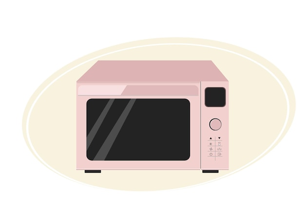 Иллюстрация современной микроволновой печи в нежно-розовом цвете