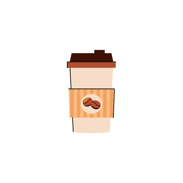 ホットコーヒーと紙のコーヒーカップのイラスト