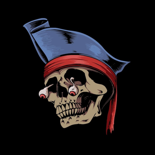 Вектор Иллюстрация пиратского черепа с окровавленными и страшными глазами