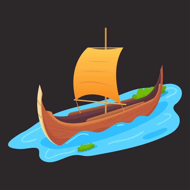 Вектор Иллюстрация деревянной лодки