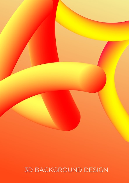 明るい黄色と赤の色の液体流体の模倣で抽象的な構成のイラスト。